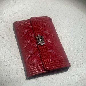 CHANEL Red Quilted Wallet